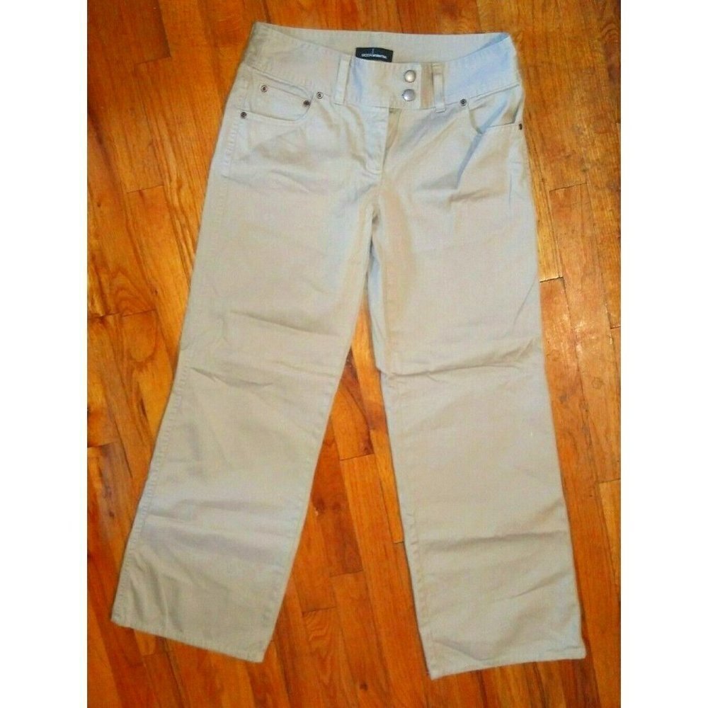 MODA INTERNATIONAL Beige/ Khaki chino pants Sz 6 Liz Claiborne straight leg EUC
